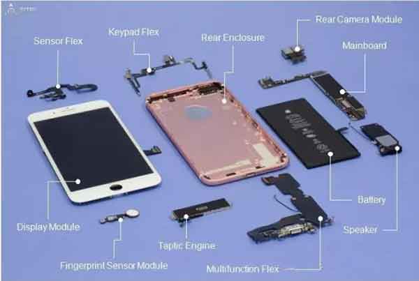  iPhone 7 Plus PCBA主要部件图